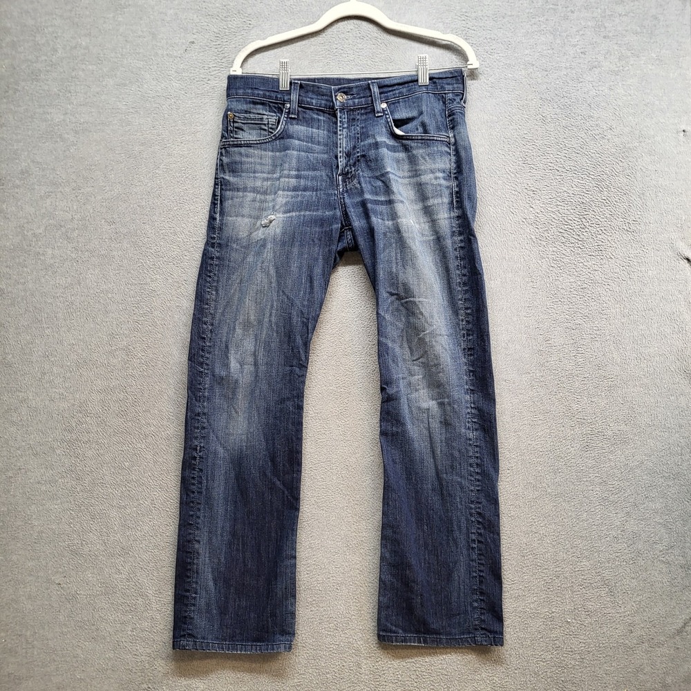 7 For All Mankind Men Jeans 30 Blue Denim Carsen Stretch Dark Wash READ
